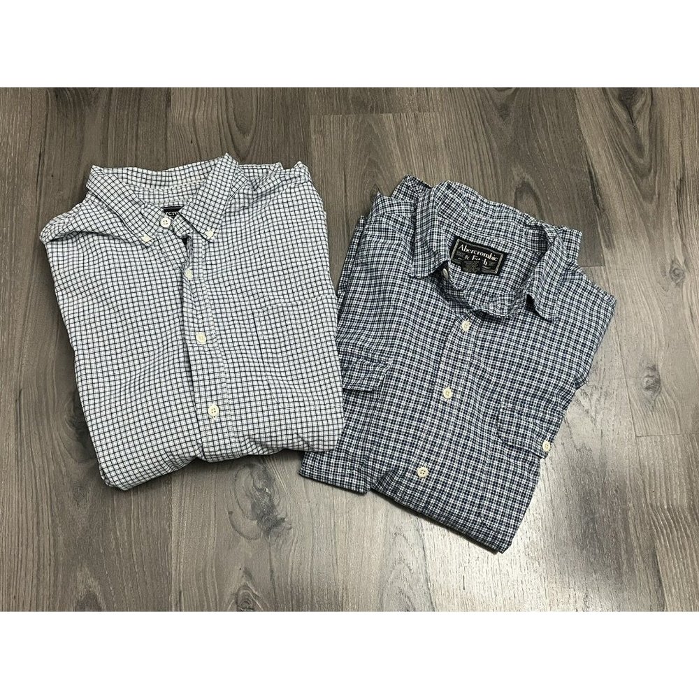 Lot 2 Abercrombie & Fitch Reliable Outdoor Goods Mens XL Plaid Button Down Shirt